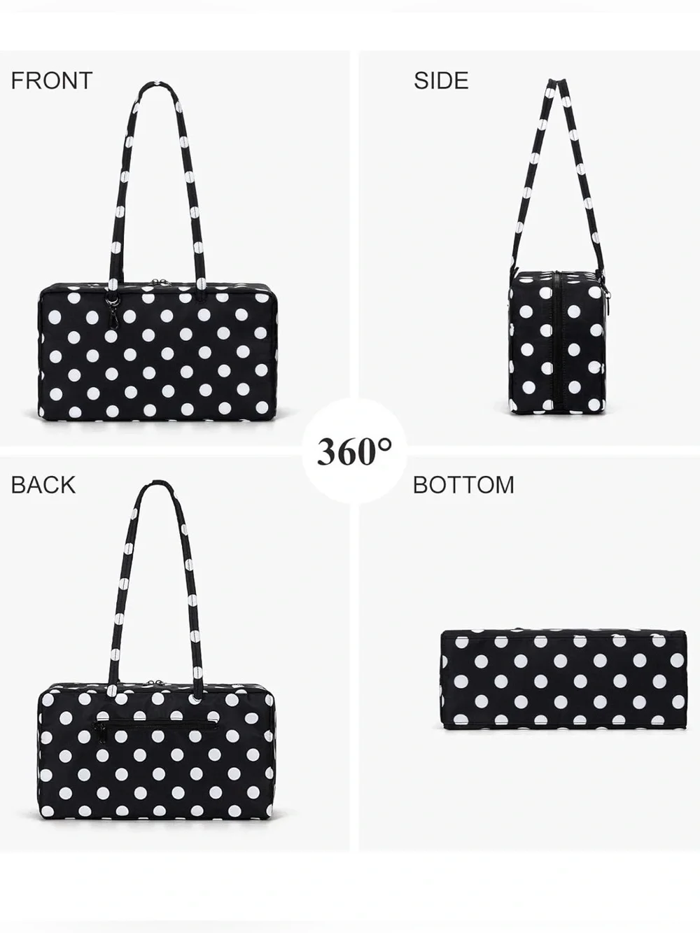 Nylon Polka Dots Bowler Bag/Shoulder Bag- FREE Bag Charm With Purchase